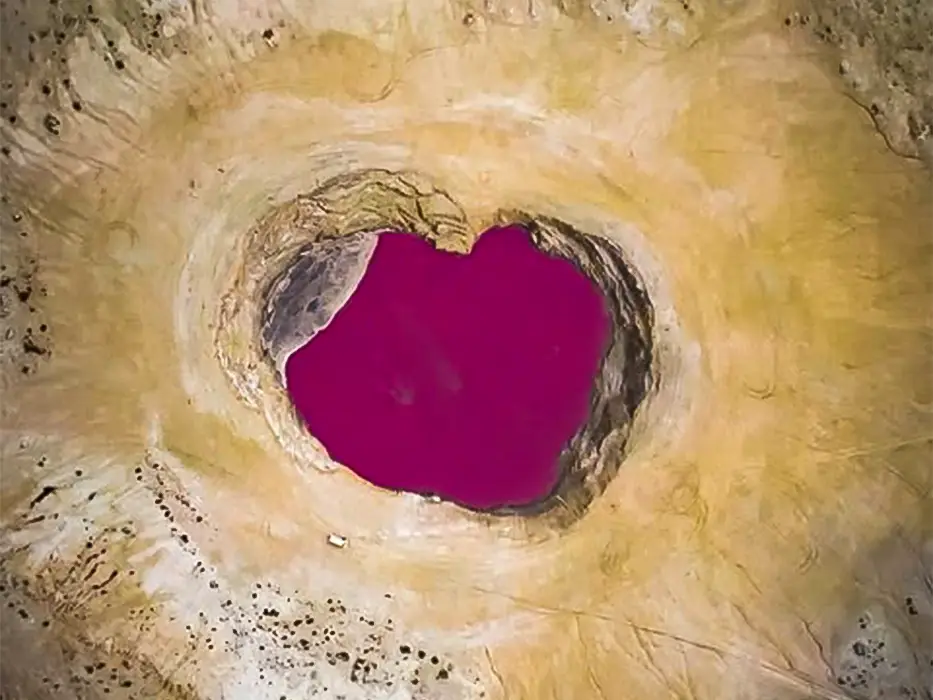 Golfeshan Naftlijeh lake in Golestan - pink lake